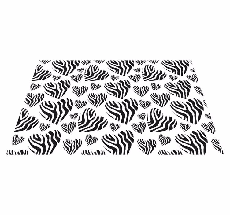 Tapis vinyle entrée imprimé animal zèbre coeurs - TenStickers