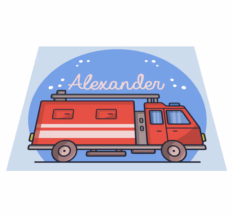 Tapis vinyle avec nom Camion de pompiers  - TenStickers