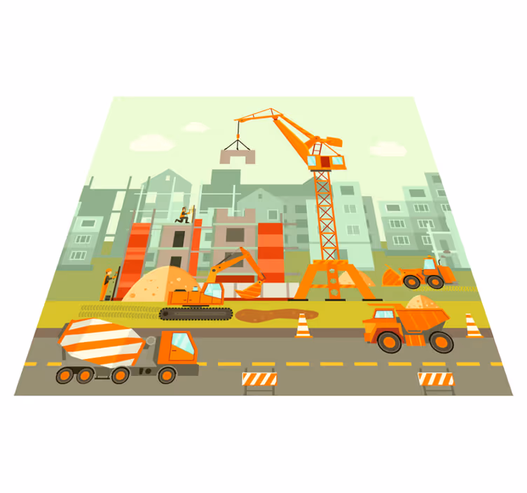 Tapis vinyle pour enfants aire de jeux construction - TenStickers