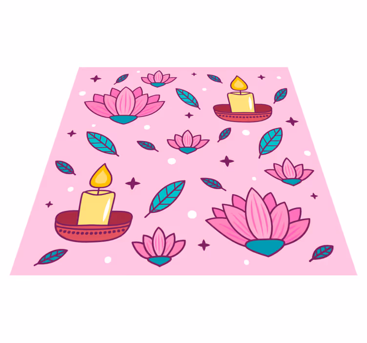Tapis vinyle plantes ambiance fleur de lotus - TenStickers