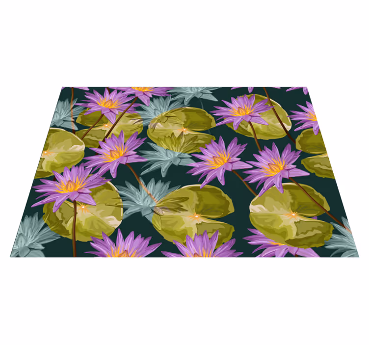 Tapis vinyle salon Aquarelle pourpre de lotus - TenStickers