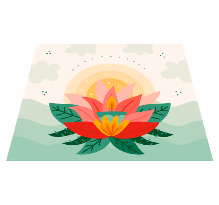 Tapis vinyle plantes illustration de fleur de lotus - TenStickers