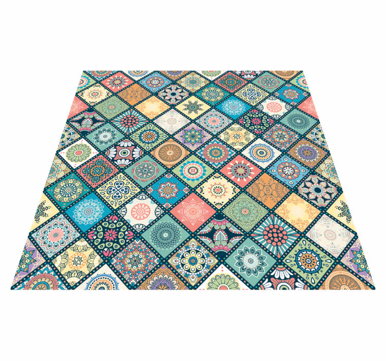 Tapis vinyle salle à manger mandala tuiles colorées - TenStickers