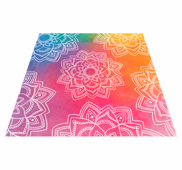 Tapis vinyle couloir fond de couleur arc-en-ciel mandala - TenStickers