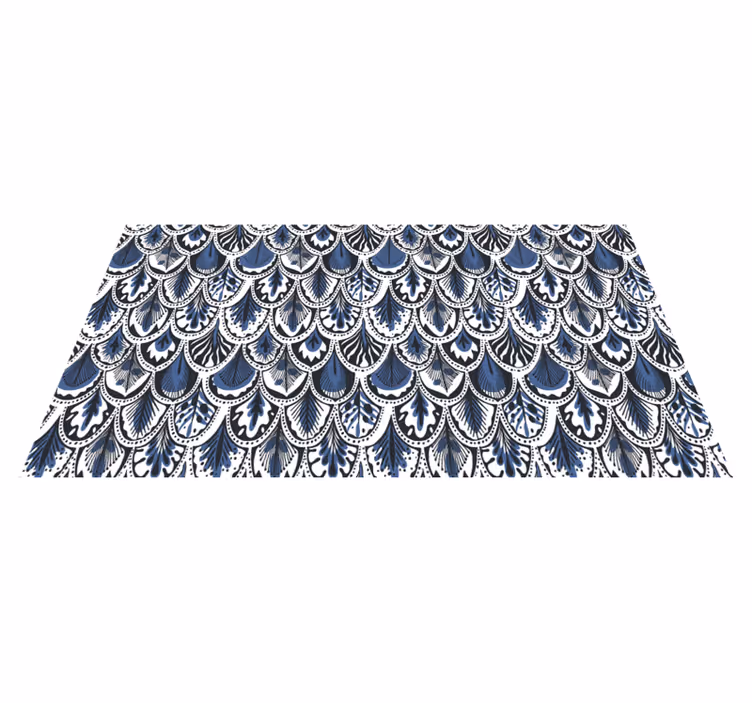 Tapis vinyle carreaux de ciment motif de queue de paon - TenStickers
