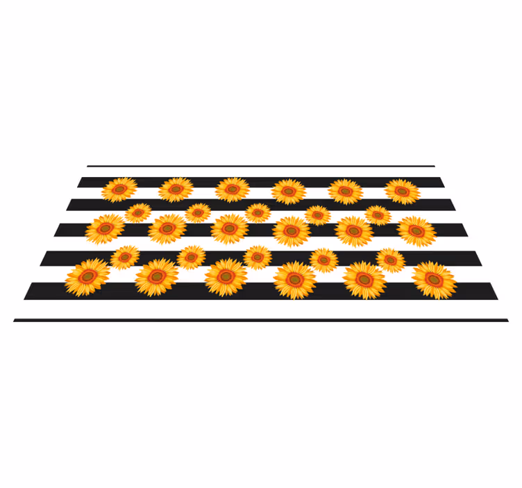 Tapis vinyle plantes rayures de tournesol - TenStickers