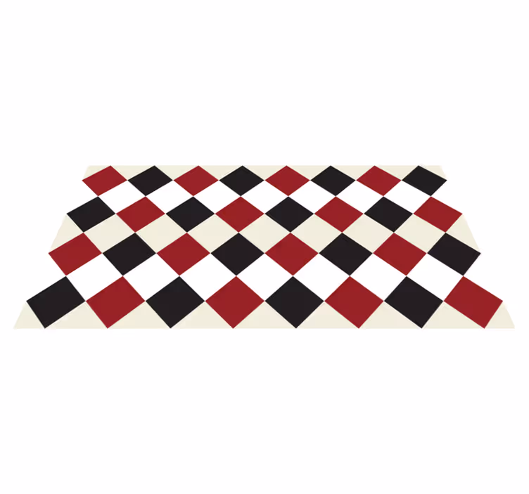 Tapis vinyle cuisine carreaux rouge et noir - TenStickers