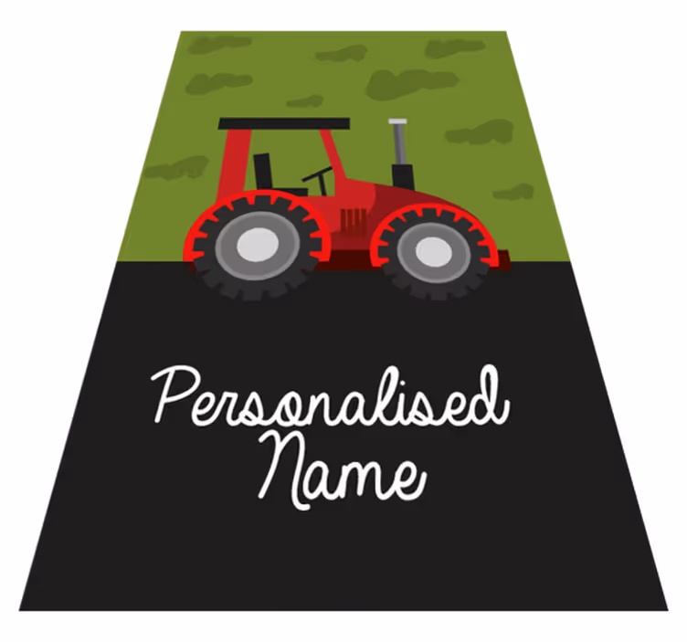 Tapis vinyle avec nom Tracteur vert et noir - TenStickers