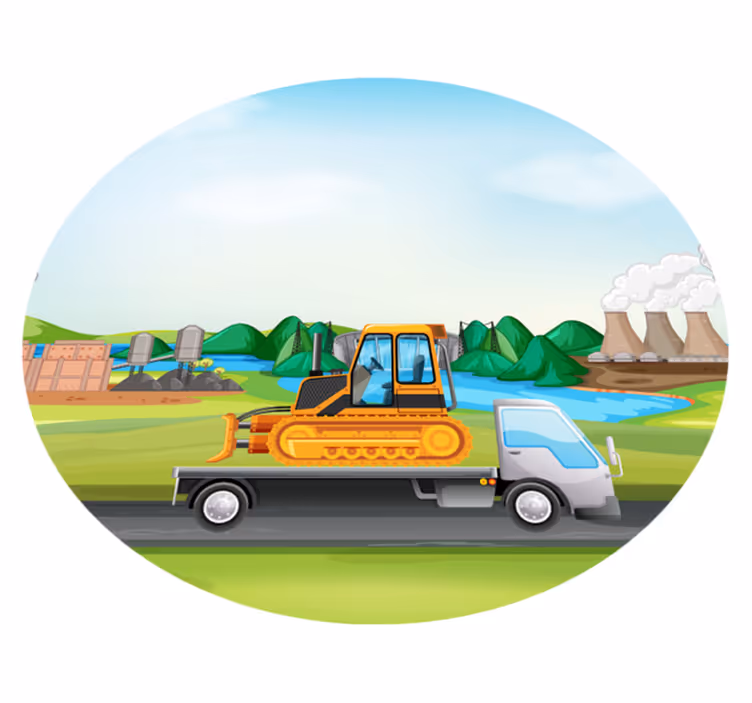 Tapis vinyle Route de tracteurs et camions - TenStickers