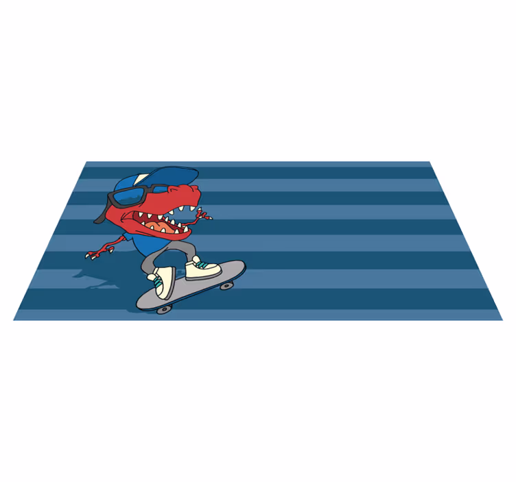 Tapis vinyle autres tapis dinosaure faisant du skateboard - TenStickers