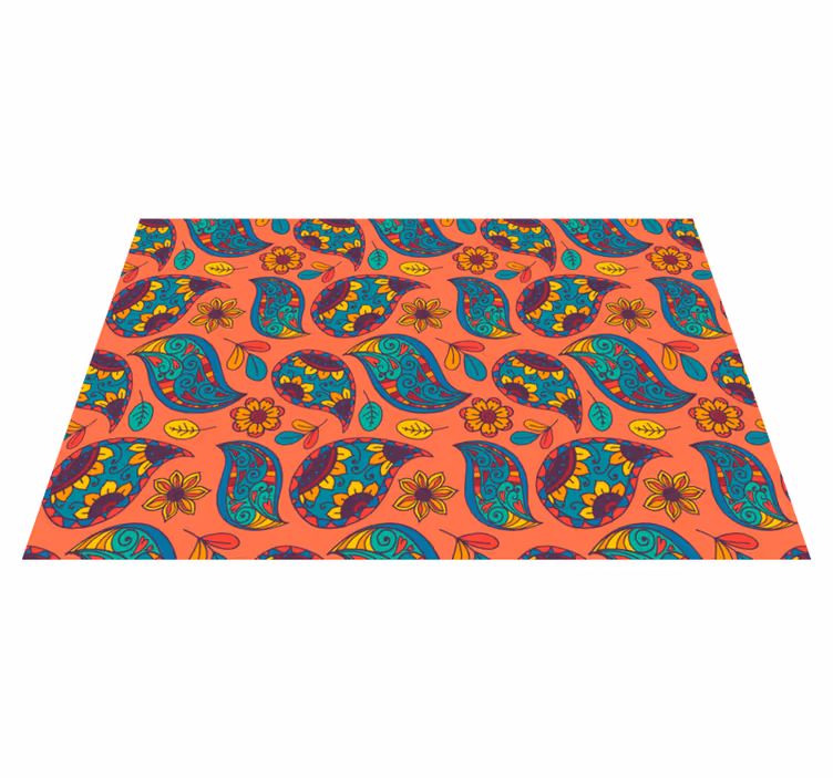 Tapis vinyle plantes motif cachemire floral - TenStickers