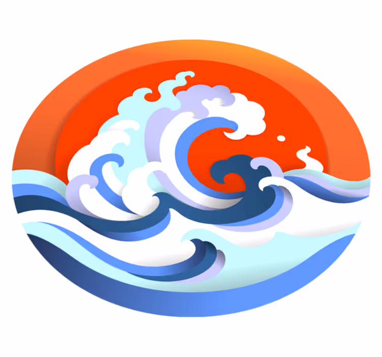 Tapis vinyle nature cercle de vagues océaniques - TenStickers