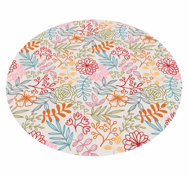 Tapis vinyle vintage feuilles et de fleurs - TenStickers