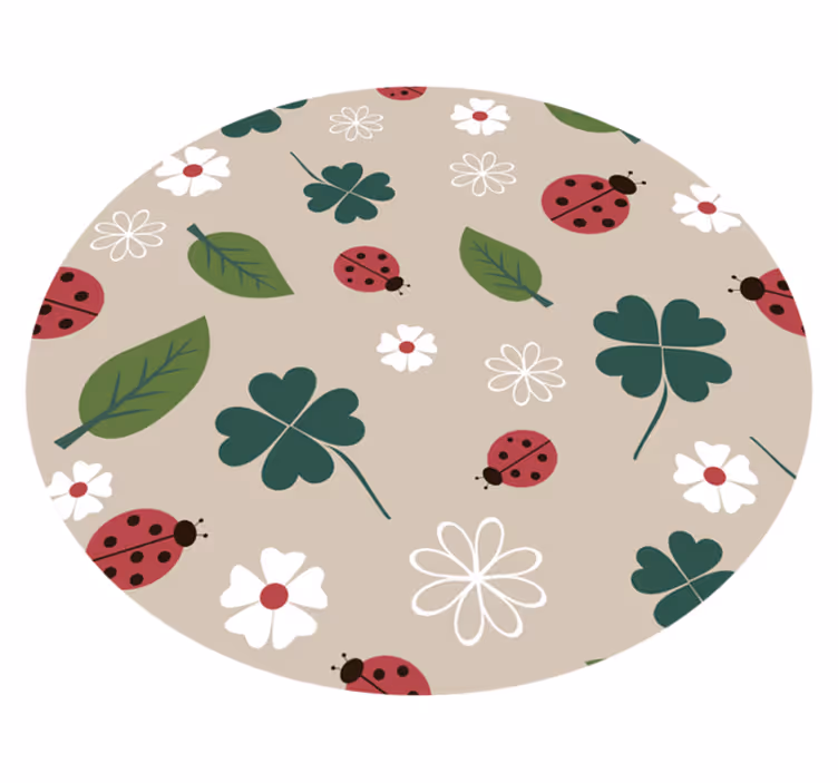 Tapis vinyle plantes coccinelles du printemps - TenStickers