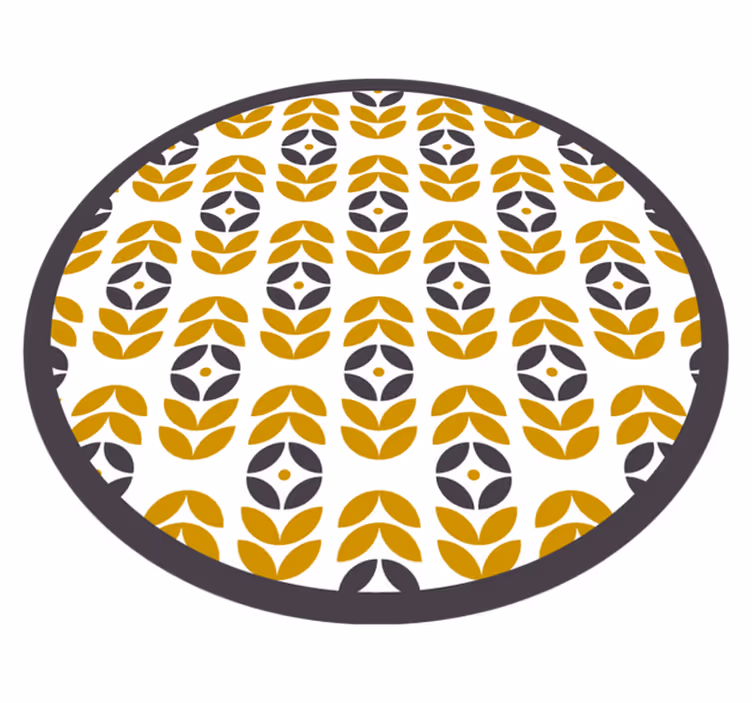 Tapis vinyle rond motif de feuille élégant - TenStickers