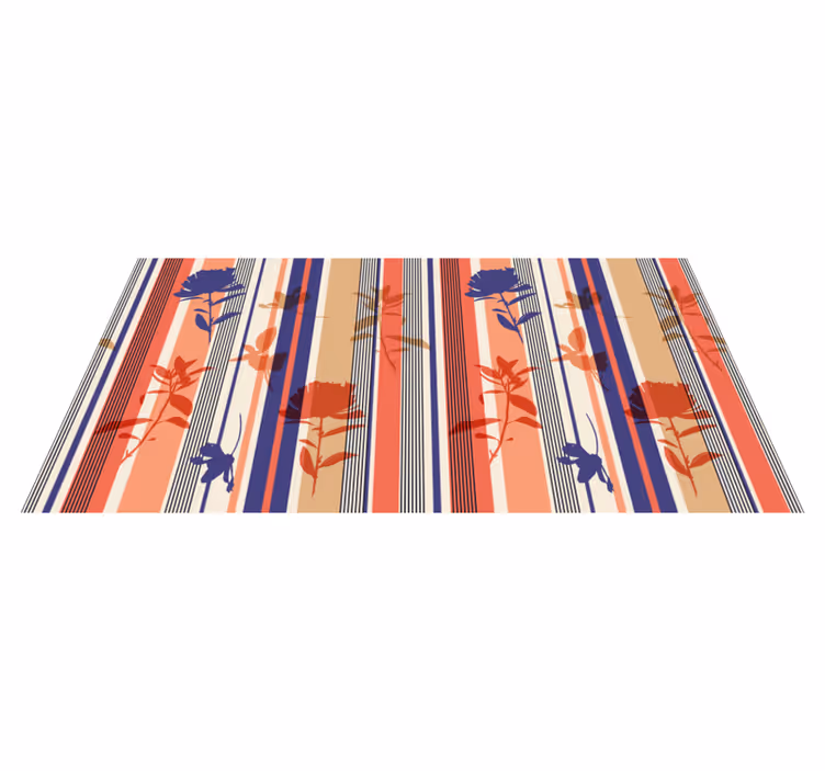 Tapis vinyle plantes motif floral rayé - TenStickers