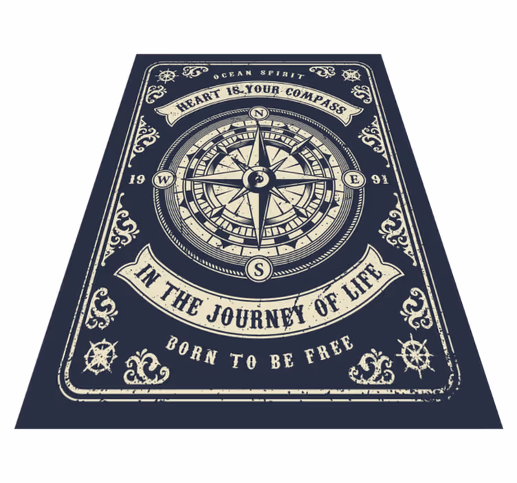 Tapis vinyle minimaliste art du voyage à la boussole - TenStickers