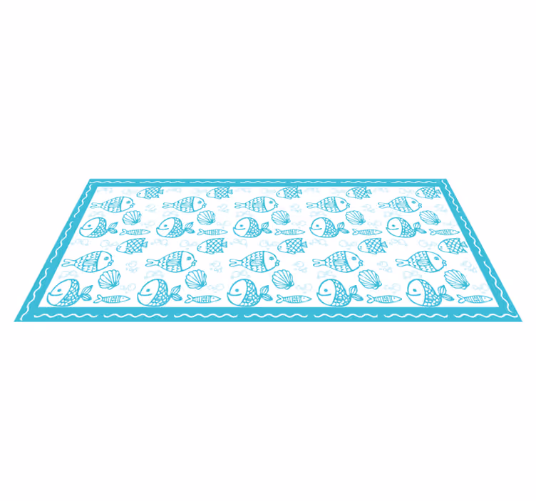 Tapis vinyle cuisine animaux aquatiques bleus - TenStickers