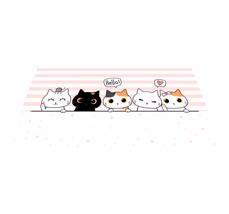 tapis vinyle cuisine Emblèmes de chats mignons - TenStickers