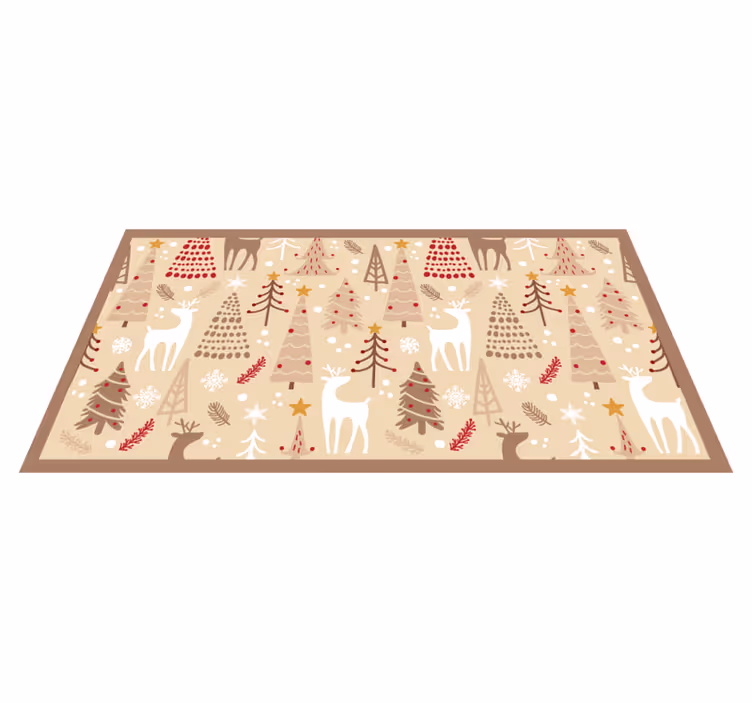 Tapis vinyle nordique scène de forêt festive - TenStickers