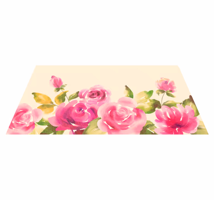 Tapis vinyle plantes design floral rose - TenStickers