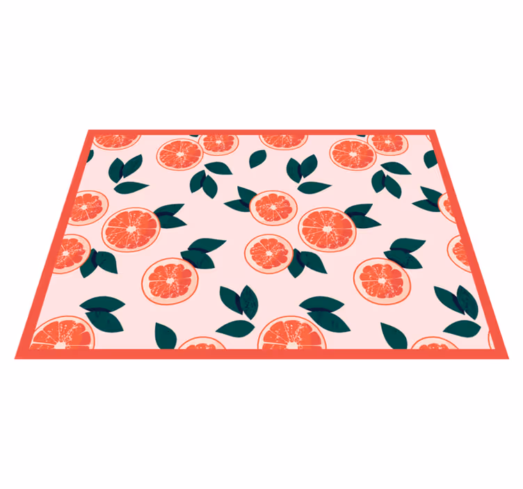 Tapis vinyle plantes floral rose et citronné - TenStickers