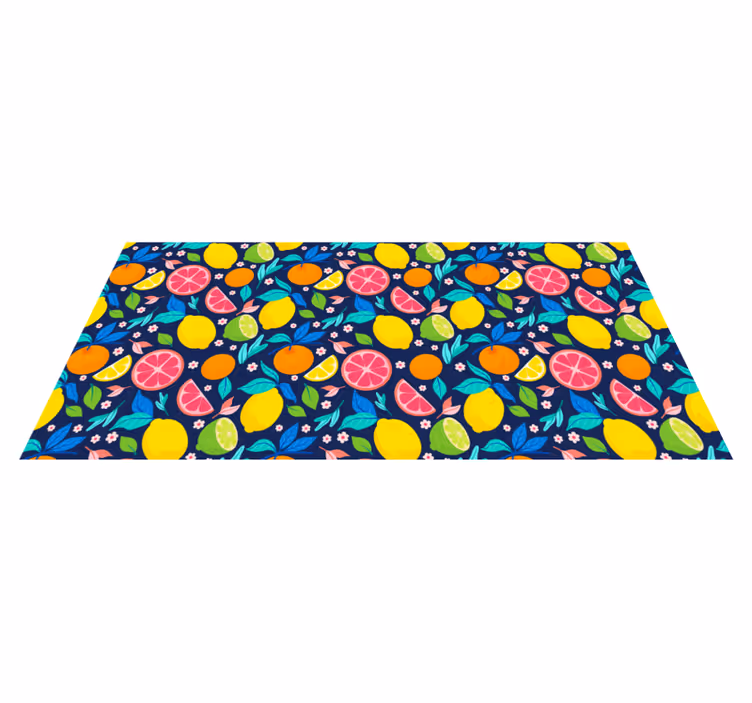 Tapis vinyle cuisine motif d'agrumes coloré - TenStickers