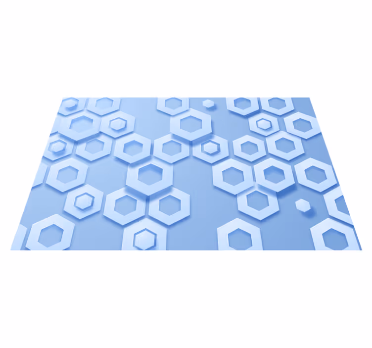 Tapis vinyle géométrique motif hexagonal bleu - TenStickers