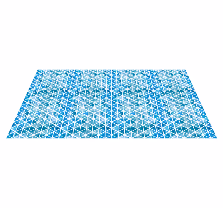 Tapis vinyle géométrique motif triangle bleu - TenStickers