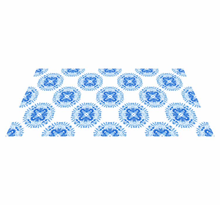 Tapis mosaique vinyle éléments de fleurs d'azur - TenStickers