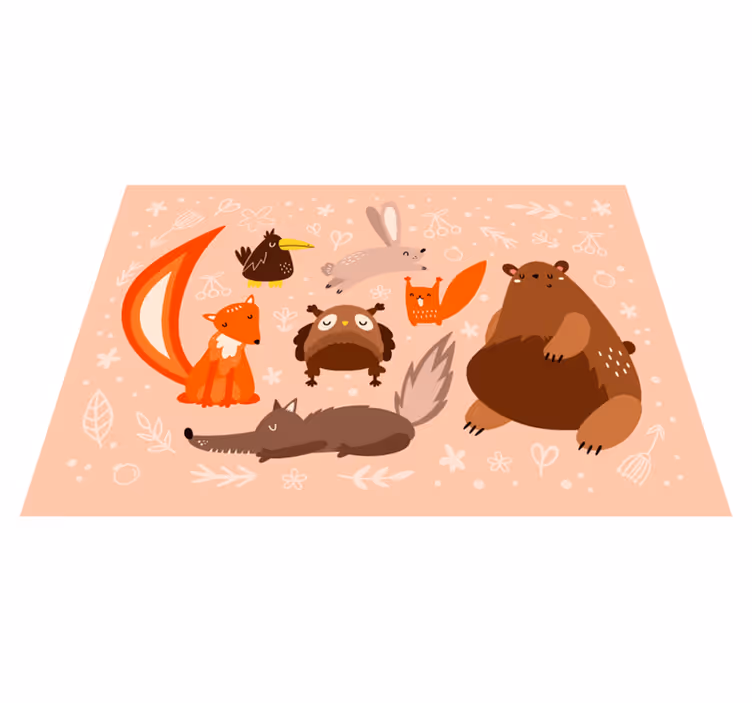 Tapis vinyle bébé adorables compagnons animaux - TenStickers