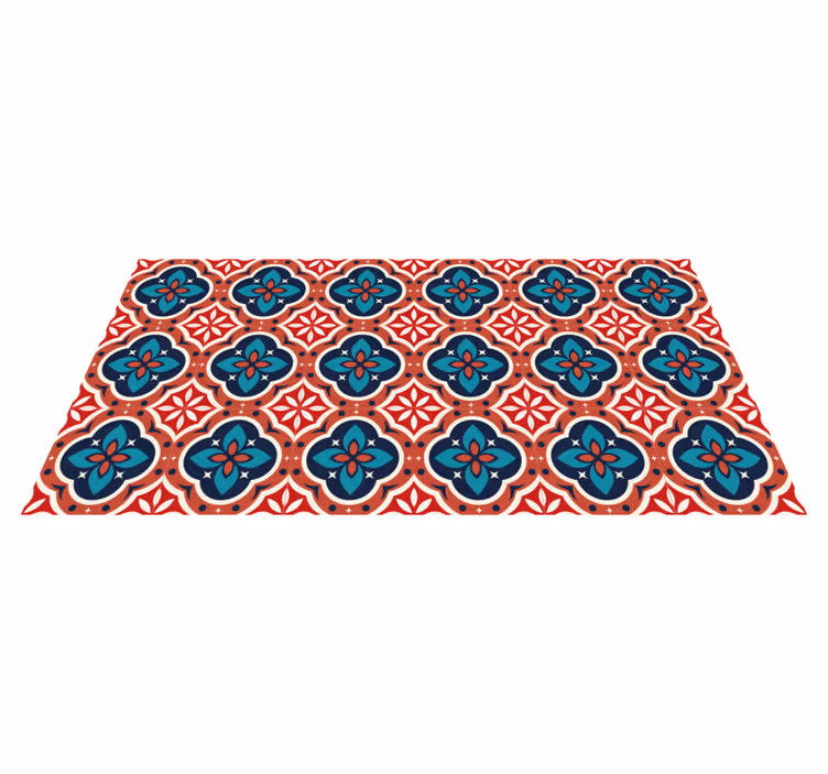 Tapis vinyle carreaux de ciment sol rouge - TenStickers