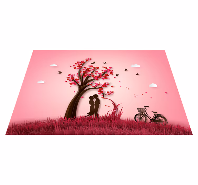 Tapis vinyle plantes scène d'arbre romantique - TenStickers