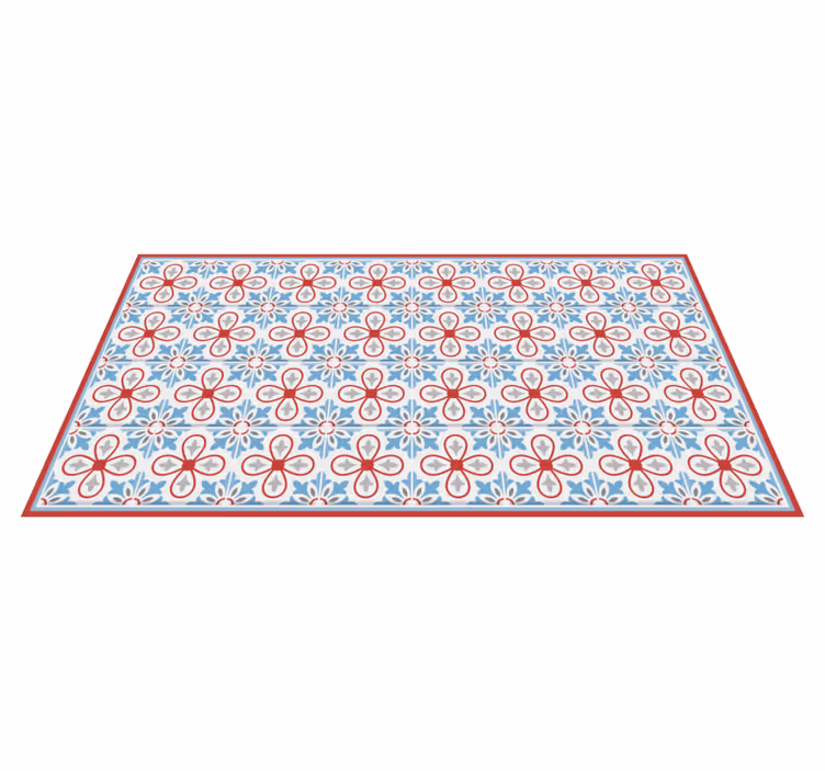 Tapis lino cuisine carreaux bleus et rouges marocains - TenStickers