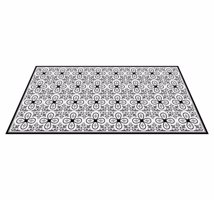Tapis vinyle cuisine carreaux de ciment portugais noir blanc - TenStickers