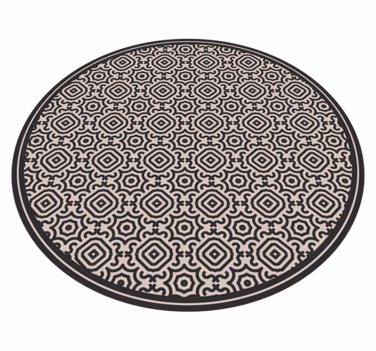 Tapis vinyle rond beige et noir - TenStickers