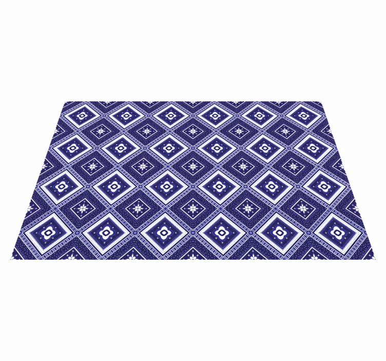 Tapis vinyle carreaux de ciment motif diamant bleu - TenStickers