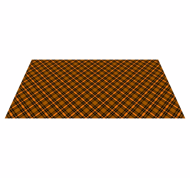 Tapis vinyle retro Tartan noir et orange - TenStickers