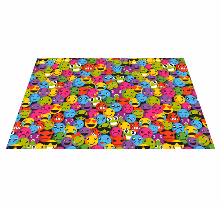 Tapis vinyle ado expressions emoji colorées - TenStickers