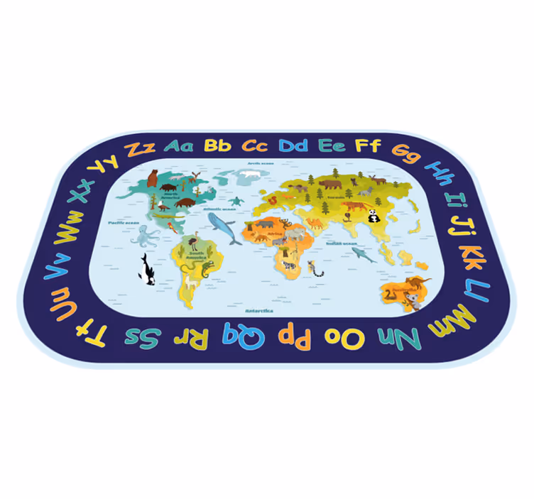 Tapis vinyle enfant carte du monde avec alphabet - TenStickers