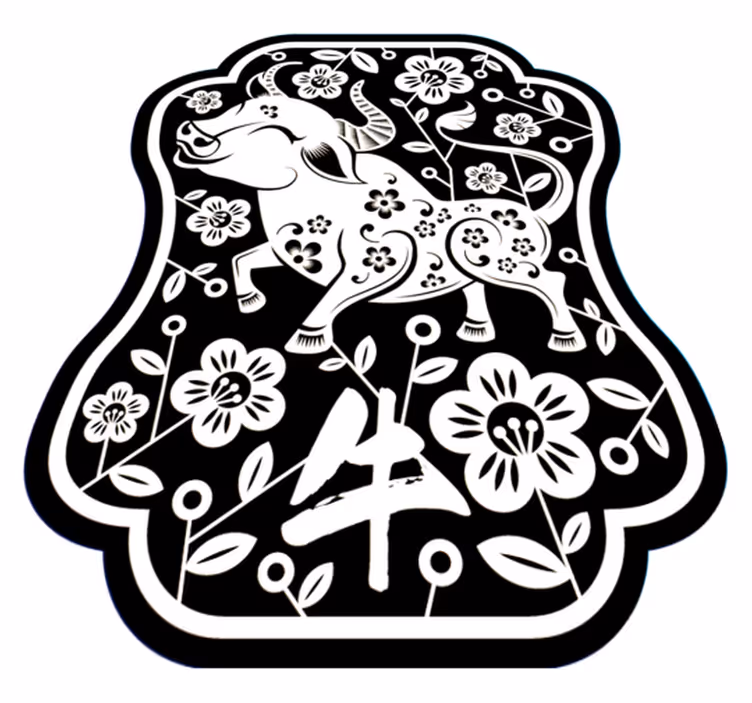 Tapis vinyle animal taureau floral élégant - TenStickers