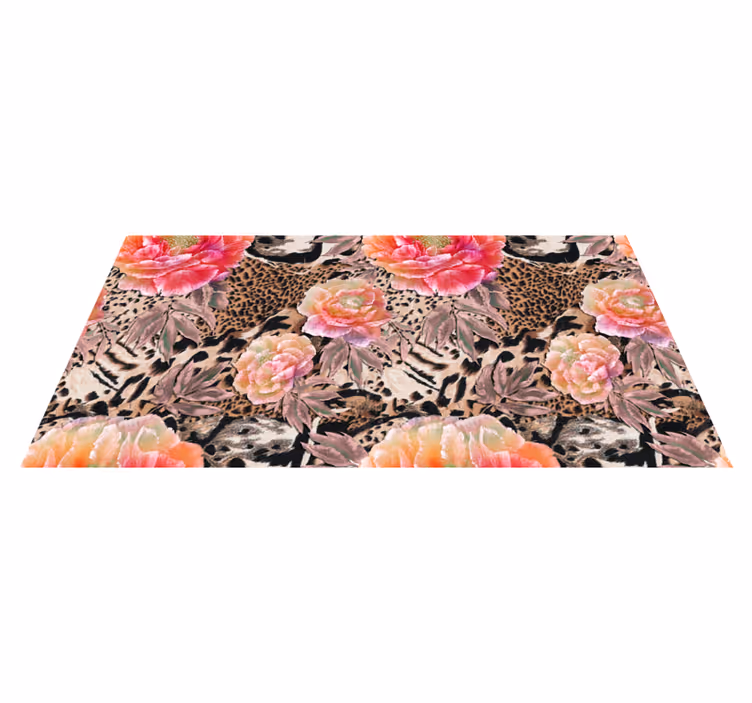 Tapis vinyle plantes roses peintes colorées - TenStickers