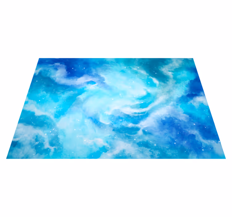Tapis vinyle carreaux Bleu aquarela - TenStickers