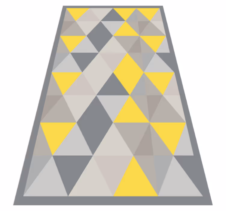 Tapis vinyle géométrique triangles gris et jaunes - TenStickers