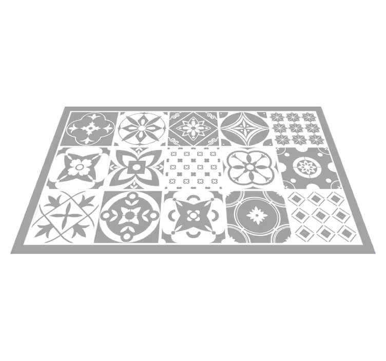 Tapis vinyle salle de bain carreaux de ciment neutre - TenStickers
