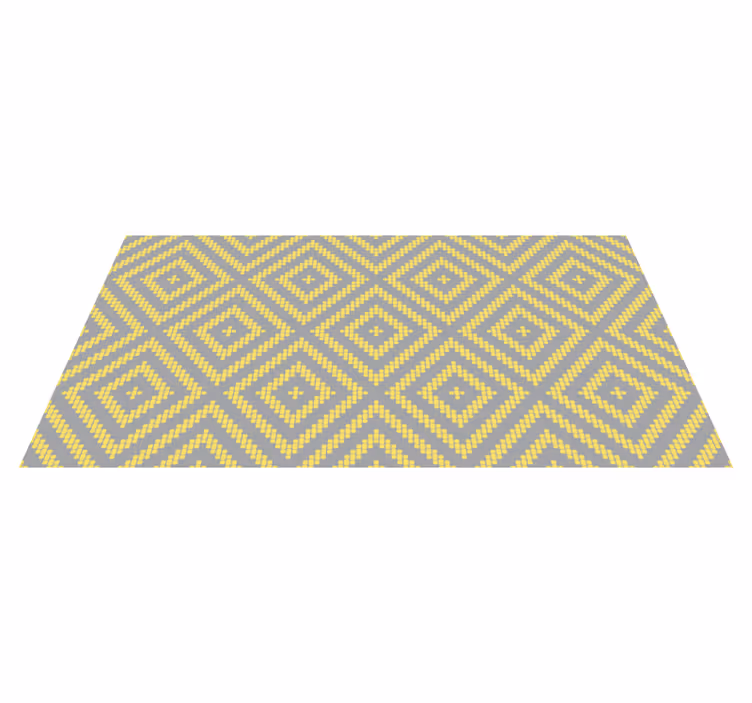 Tapis vinyle géométrique motif carré jaune et gris - TenStickers