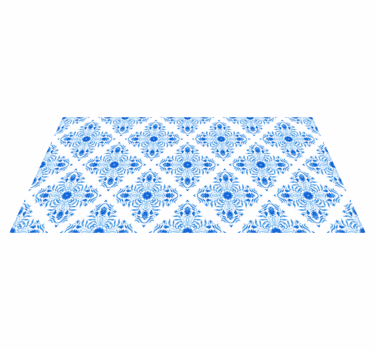 Tapis mosaique vinyle motif botanique azur - TenStickers