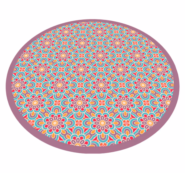 Tapis vinyle mandala motif fleurs vibrantes - TenStickers
