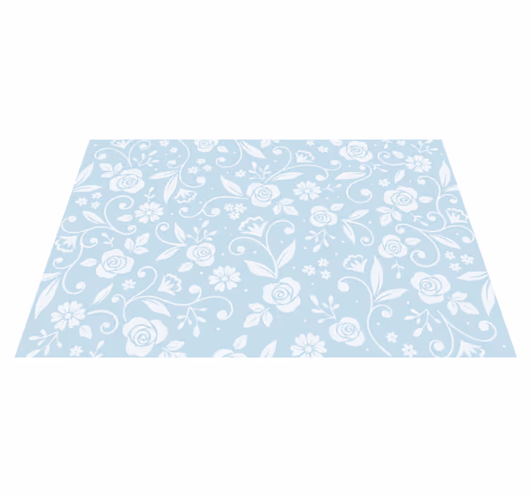 Tapis vinyle plantes motif floral bleu - TenStickers