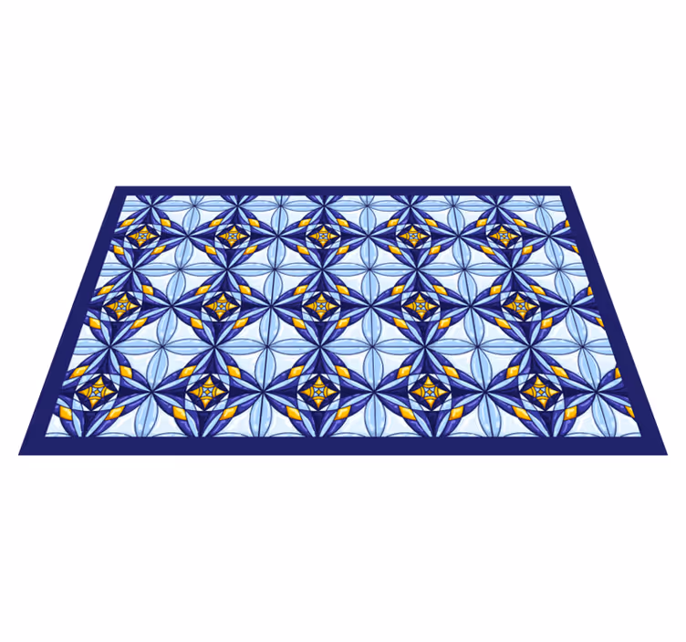 Tapis vinyle carreaux de ciment motif bleu vibrant - TenStickers